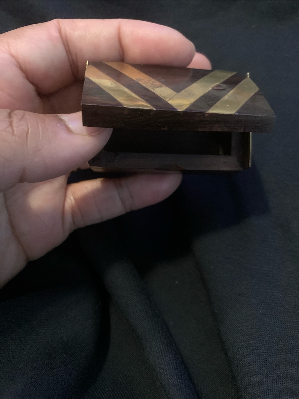 Vintage Brass and Wood Pill /Snuff Box